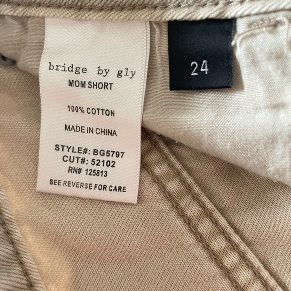 Bridge by GLY Mom Cuffed Shorts Womens 24 Tan High Rise Distressed Seamed Fringe - Picture 2 of 15